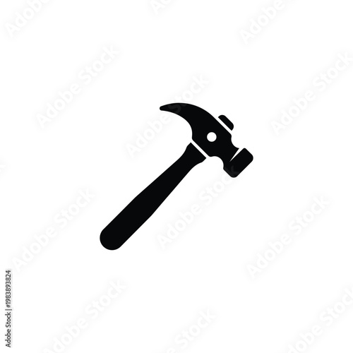 Hammer tool editable icon black silhouette design for construction repair and diy projects