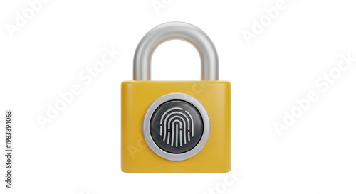 Yellow Padlock with Fingerprint Scanner