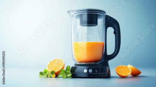 fresh orange juice with blender
