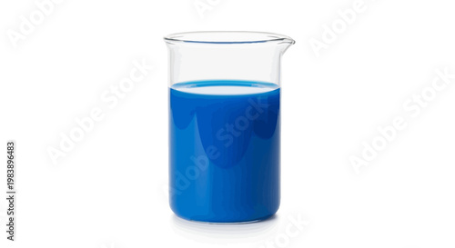 Blue liquid in a beaker.