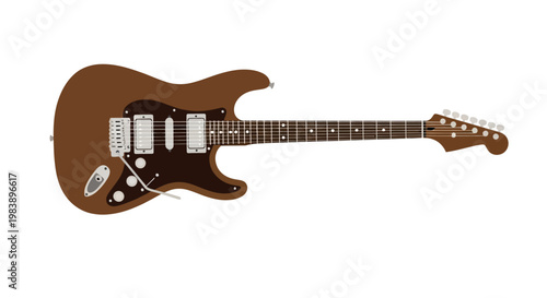 Brown Electric Guitar Instrument Closeup.