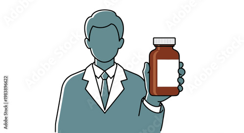 Businessman holding a medicine bottle.