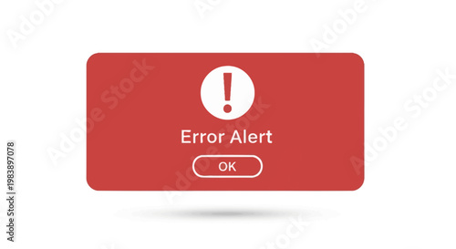 Error alert notification pop up message.