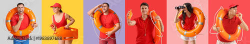 Collage of beach rescuers o...