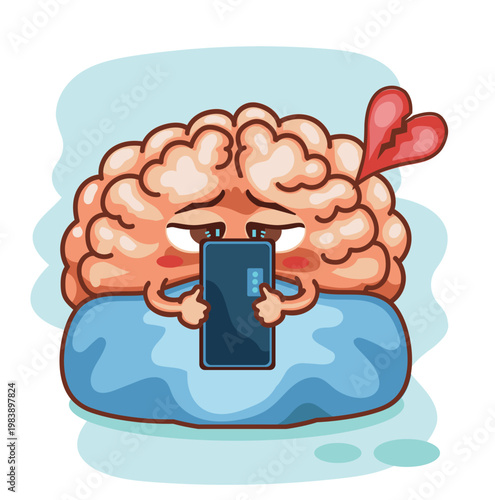 Brain Damage from Social Isolation Cartoon Illustration