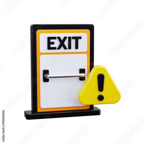 Bilde på lerret emergency exit 3d render icons