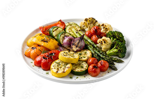 Grilled healthy veggies on a white background