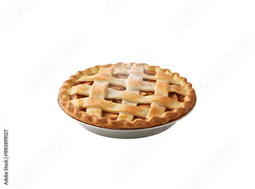 Apple pie set apart on a white backdrop
