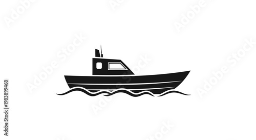 Silhouette of a motorboat on the water