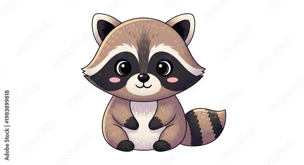 Fototapeta premium Cute Cartoon Raccoon Illustration.