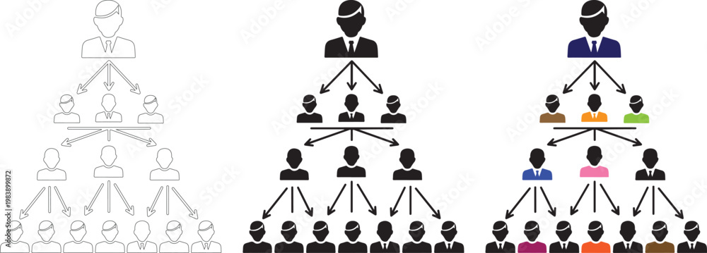 Obraz premium Organizational structure hierarchy chart team management vector set
