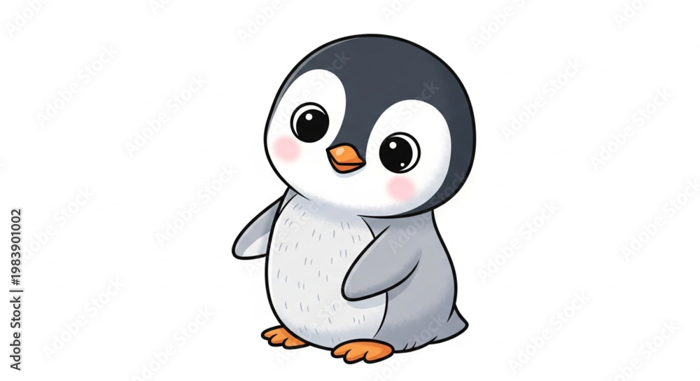 Fototapeta premium Cute cartoon penguin illustration isolated on white background.