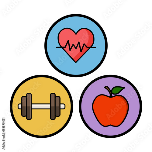 Healthy lifestyle icon used to represent wellness, gym, or diet concepts in infographic design. 
