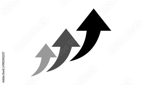 アップ・上昇の矢印アイコン（モノクロ）