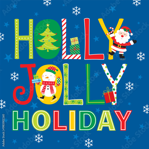 holly jolly greeting card design