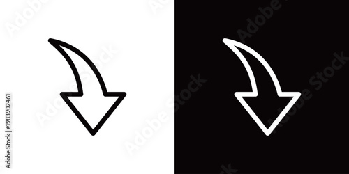 下がる・下の矢印アイコン（線）