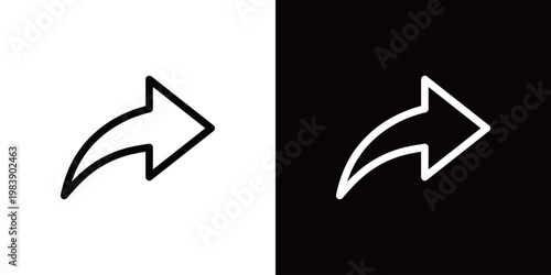 進む・右・シェアの矢印アイコン（線）