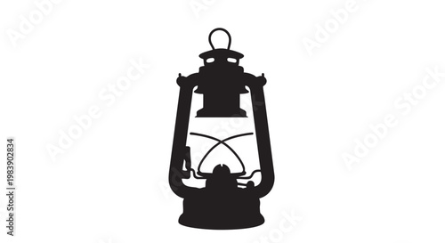 Vintage lantern silhouette in dramatic lighting for decorative illustration