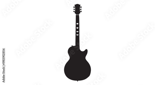 Electric guitar silhouette in minimalist style with monochromatic color in flat format for music branding