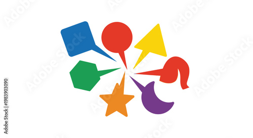 Colorful shapes and symbols.