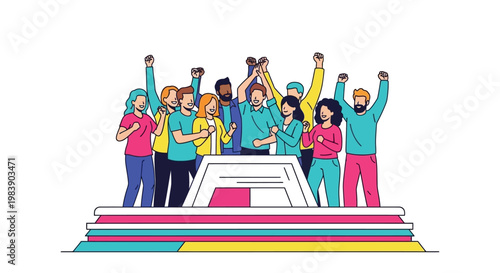 Diverse Group Celebrating Success.