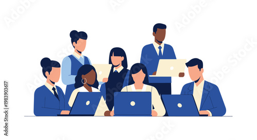 Business people working on laptops.