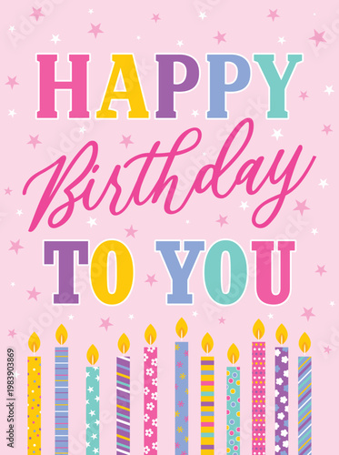 happy birthday to you greeting card vector