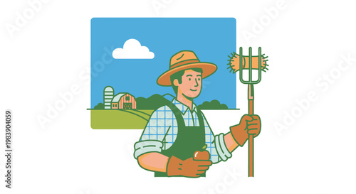 Man holding garden fork tool.