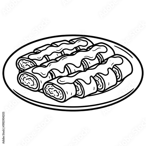 Delicious spring rolls on plate