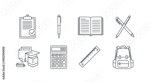 Stationery office supplies and tools.