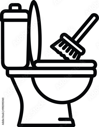 Toilet Cleaning With Brush Bathroom Sanitation Work.