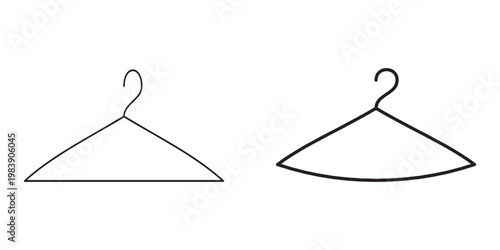 A simple, minimalist illustration of two clothes hangers for design and fashion concepts
