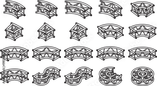 A collection of interconnected metallic support structures. showcasing the precision and design of a technical structure, a detailed illustration.