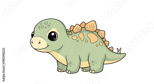Cute cartoon stegosaurus dinosaur illustration.