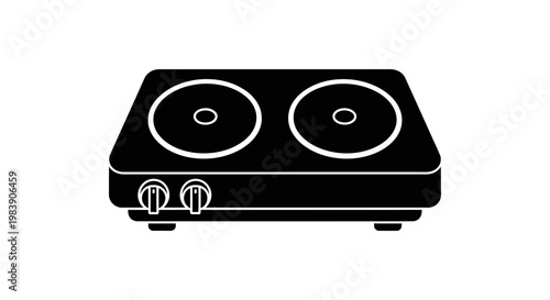 Black electric stovetop with two burners a simple silhouette