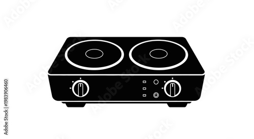Black electric stovetop with two burners a minimalist silhouette