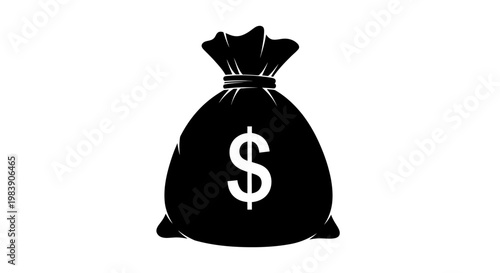 Black bag with a dollar sign bold graphic silhouette