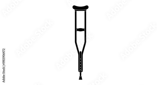 A black crutch stands isolated on a white background silhouette