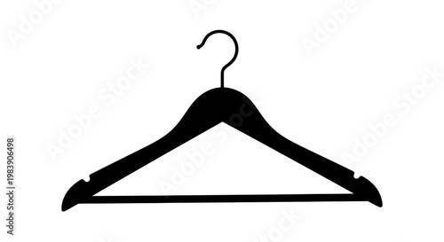 Simple black wooden hanger isolated on a white background silhouette