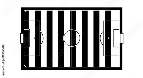 Aerial view of a soccer field with striped pattern silhouette