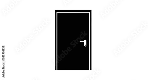 Black door with a handle minimalist design stark contrast silhouette