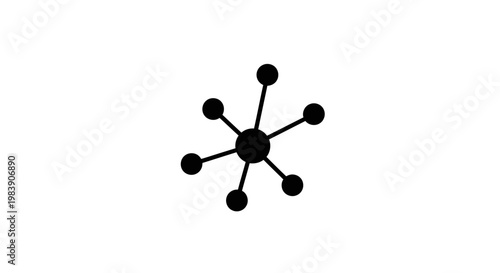Atomic structure with central nucleus and orbiting particles black silhouette