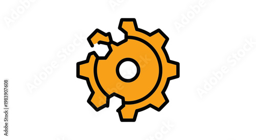broken gear icon symbolizing a technical problem system malfunction error or failure representing the need for repair.