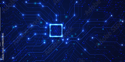intelligence, tech, circuit, power, chips, light, semiconductor, technology, artificial, blue, board, concept, datum, digital, ai, background, central processing unit, brain, future, information, inte