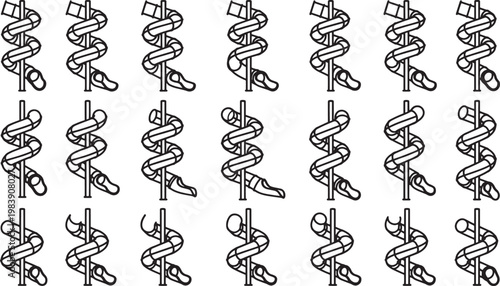 A repeating pattern showcases a collection of the universally recognized symbol of medicine and healing.