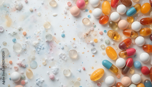 pills on a white background