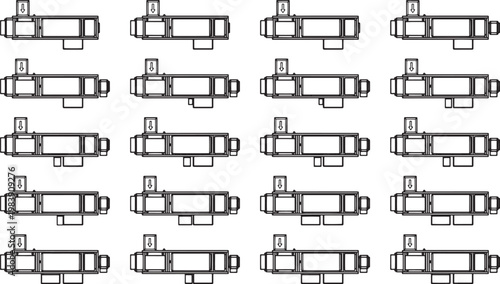 Abstract repetitive design showcasing a detailed blueprint pattern, embodying a sense of structured uniformity and intricate engineering.