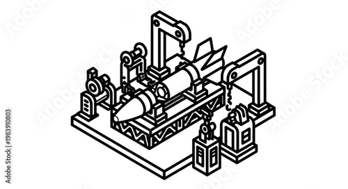 Industrial CNC Milling Machine With Robotic Tooling Apparatus.
