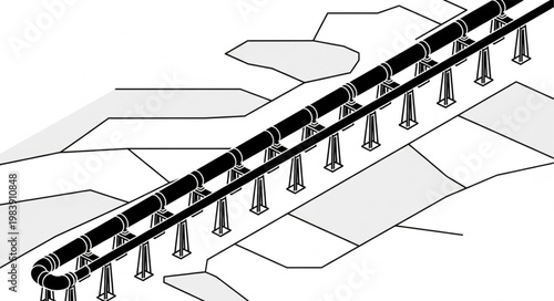 Industrial conveyor belt system with multiple rollers.