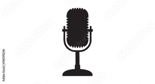 Vintage microphone silhouette in dramatic dark shadow with bold contrast for music and podcast branding